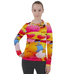 Wallpaper Emoji Women s Pique Long Sleeve Tee