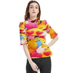 Wallpaper Emoji Frill Neck Blouse