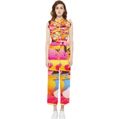 Wallpaper Emoji Women s Frill Top Chiffon Jumpsuit by artworkshop