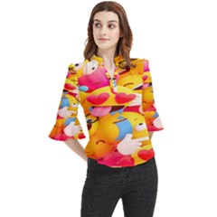 Wallpaper Emoji Loose Horn Sleeve Chiffon Blouse