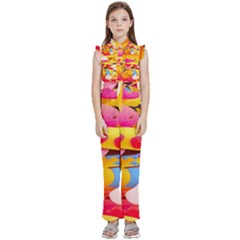 Wallpaper Emoji Kids  Sleeveless Ruffle Edge Band Collar Chiffon One Piece