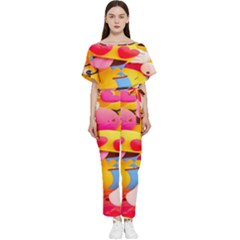 Wallpaper Emoji Batwing Lightweight Chiffon Jumpsuit