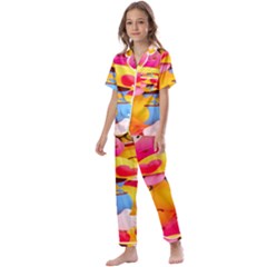 Wallpaper Emoji Kids  Satin Short Sleeve Pajamas Set