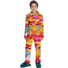 Wallpaper Emoji Kids  Long Sleeve Velvet Pajamas Set