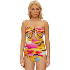 Wallpaper Emoji Knot Front One-piece Swimsuit