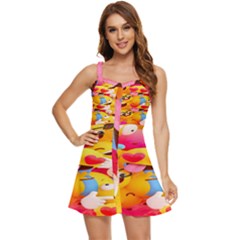 Wallpaper Emoji Ruffle Edge Bra Cup Chiffon Mini Dress