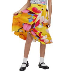 Wallpaper Emoji Kids  Ruffle Flared Wrap Midi Skirt