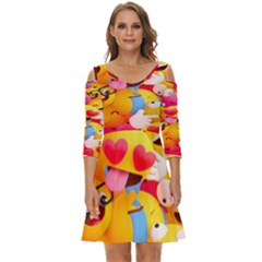 Wallpaper Emoji Shoulder Cut Out Zip Up Dress