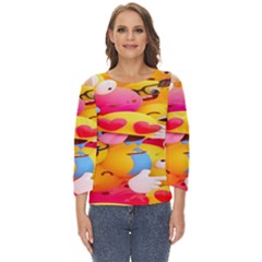 Wallpaper Emoji Cut Out Wide Sleeve Top