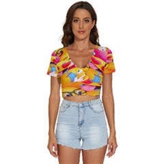 Wallpaper Emoji V-neck Crop Top