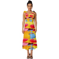 Wallpaper Emoji Tie-strap Tiered Midi Chiffon Dress