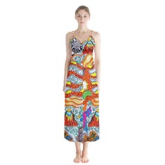 Supersonic Mermaid Chaser Button Up Chiffon Maxi Dress