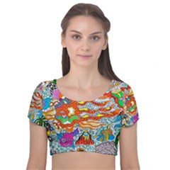 Supersonic Mermaid Chaser Velvet Short Sleeve Crop Top 