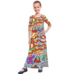 Supersonic Mermaid Chaser Kids  Quarter Sleeve Maxi Dress