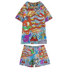 Supersonic Mermaid Chaser Kids  Swim Tee And Shorts Set