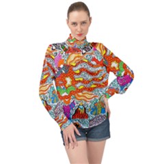 Supersonic Mermaid Chaser High Neck Long Sleeve Chiffon Top