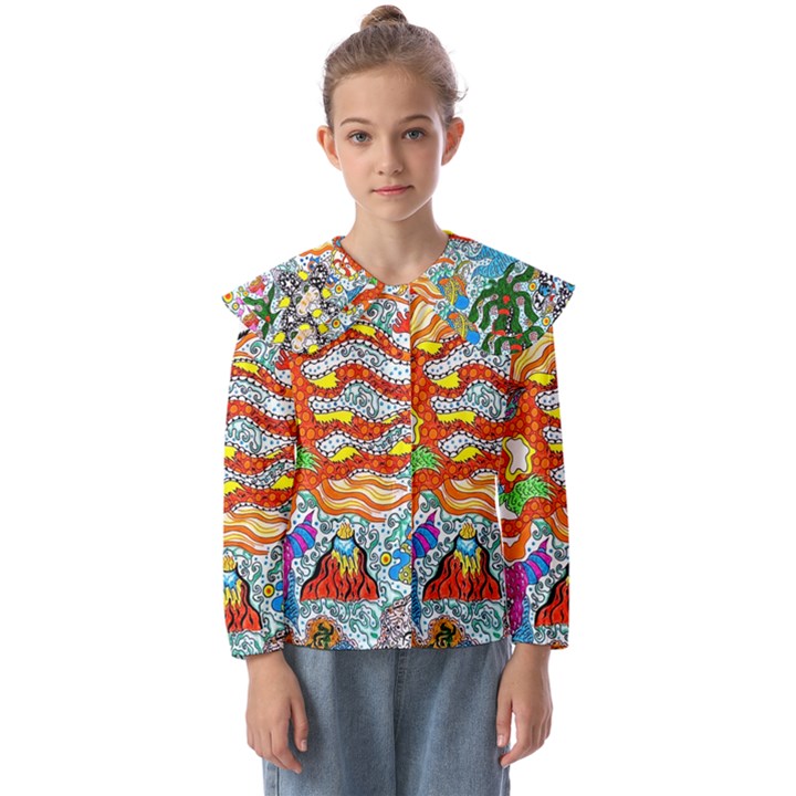 Supersonic Mermaid Chaser Kids  Peter Pan Collar Blouse