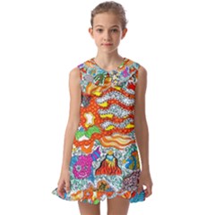 Supersonic Mermaid Chaser Kids  Pilgrim Collar Ruffle Hem Dress