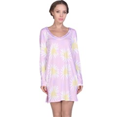 Mazipoodles Bold Daisies Pink Long Sleeve Nightdress by Mazipoodles