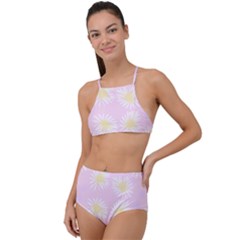 Mazipoodles Bold Daisies Pink Halter Tankini Set by Mazipoodles