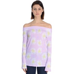 Mazipoodles Bold Daisies Pink Off Shoulder Long Sleeve Top by Mazipoodles