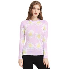 Mazipoodles Bold Daisies Pink Women s Long Sleeve Rash Guard by Mazipoodles