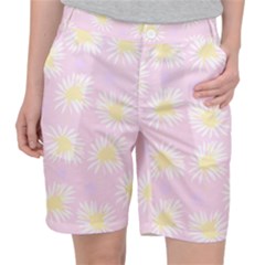 Mazipoodles Bold Daisies Pink Women s Pocket Shorts by Mazipoodles