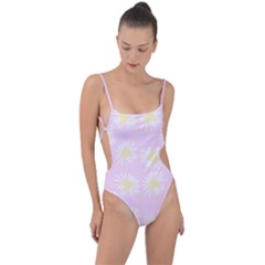 Mazipoodles Bold Daisies Pink Tie Strap One Piece Swimsuit by Mazipoodles