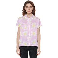 Mazipoodles Bold Daisies Pink Short Sleeve Pocket Shirt by Mazipoodles