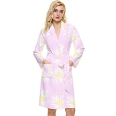 Mazipoodles Bold Daisies Pink Long Sleeve Velvet Robe by Mazipoodles