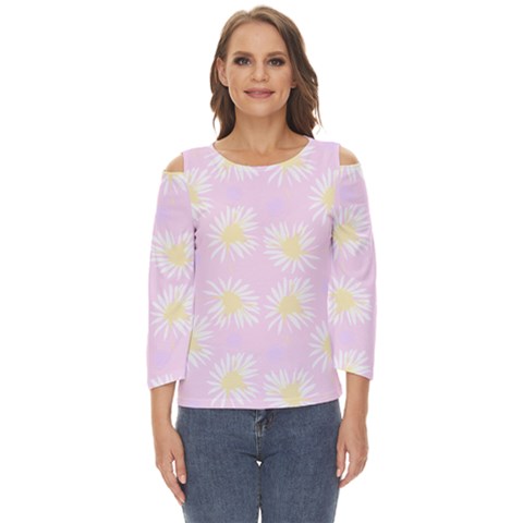 Mazipoodles Bold Daisies Pink Cut Out Wide Sleeve Top by Mazipoodles