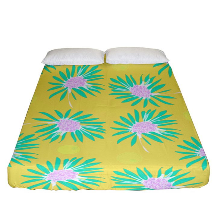 Mazipoodles Bold Daises Yellow Fitted Sheet (King Size)