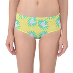 Mazipoodles Bold Daises Yellow Mid-waist Bikini Bottoms by Mazipoodles