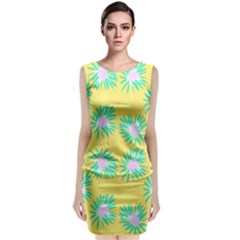 Mazipoodles Bold Daises Yellow Classic Sleeveless Midi Dress by Mazipoodles