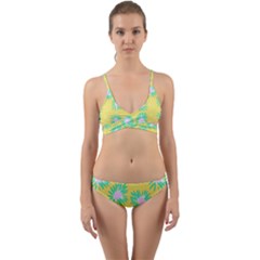 Mazipoodles Bold Daises Yellow Wrap Around Bikini Set by Mazipoodles