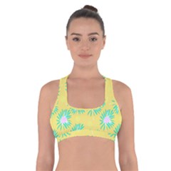 Mazipoodles Bold Daises Yellow Cross Back Sports Bra by Mazipoodles