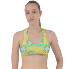 Mazipoodles Bold Daises Yellow Criss Cross Racerback Sports Bra by Mazipoodles