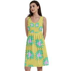 Mazipoodles Bold Daises Yellow Classic Skater Dress by Mazipoodles