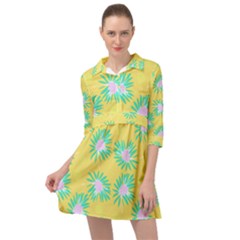 Mazipoodles Bold Daises Yellow Mini Skater Shirt Dress by Mazipoodles