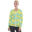 Mazipoodles Bold Daises Yellow Velvet Zip Up Jacket View1