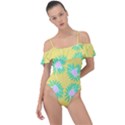 Mazipoodles Bold Daises Yellow Frill Detail One Piece Swimsuit View1