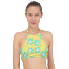 Mazipoodles Bold Daises Yellow Halter Bikini Top