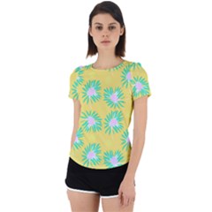 Mazipoodles Bold Daises Yellow Back Cut Out Sport Tee by Mazipoodles