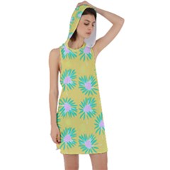 Mazipoodles Bold Daises Yellow Racer Back Hoodie Dress by Mazipoodles