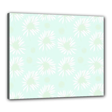 Mazipoodles Bold Daisies Spearmint Canvas 24  X 20  (stretched) by Mazipoodles