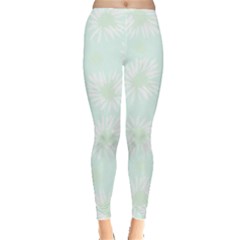 Mazipoodles Bold Daisies Spearmint Everyday Leggings  by Mazipoodles