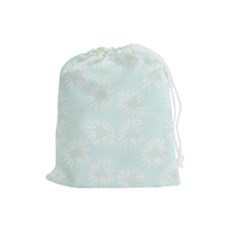 Mazipoodles Bold Daisies Spearmint Drawstring Pouch (large) by Mazipoodles