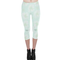 Mazipoodles Bold Daisies Spearmint Capri Leggings  by Mazipoodles