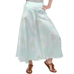 Mazipoodles Bold Daisies Spearmint Women s Satin Palazzo Pants by Mazipoodles