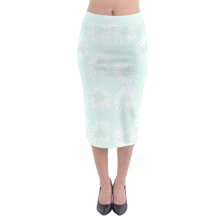 Mazipoodles Bold Daisies Spearmint Midi Pencil Skirt